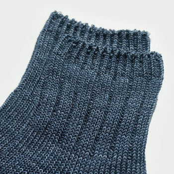 Paper - Cotton Color Block Short Socks - Navy x Orange