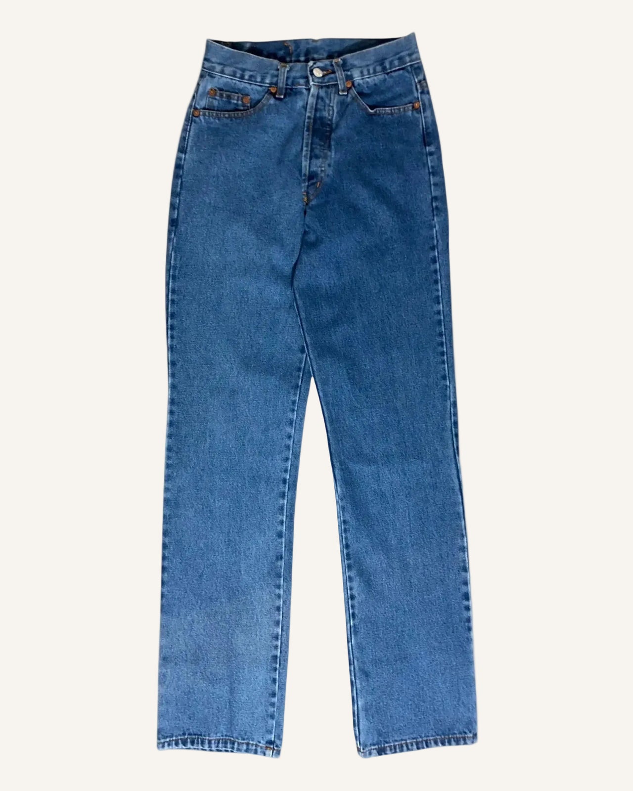 Pair of blue jeans on a white background